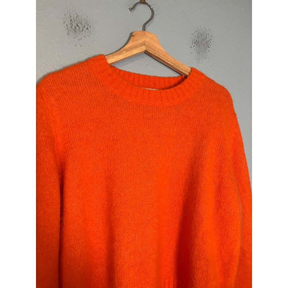 COS Womens Neon Orange Alpaca Wool Blend Crew Neck Fuzzy Knit Sweater Size Large - Picture 4 of 9